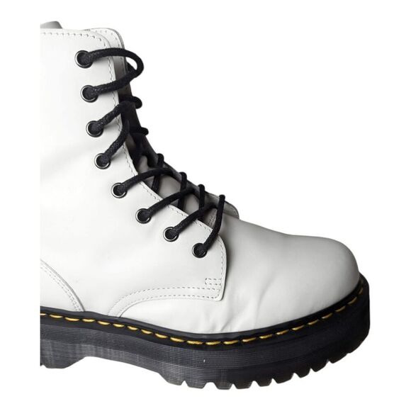 DR. MARTENS Jadon White Smooth Leather Combat Boot Size M9/W10 - Picture 12 of 13